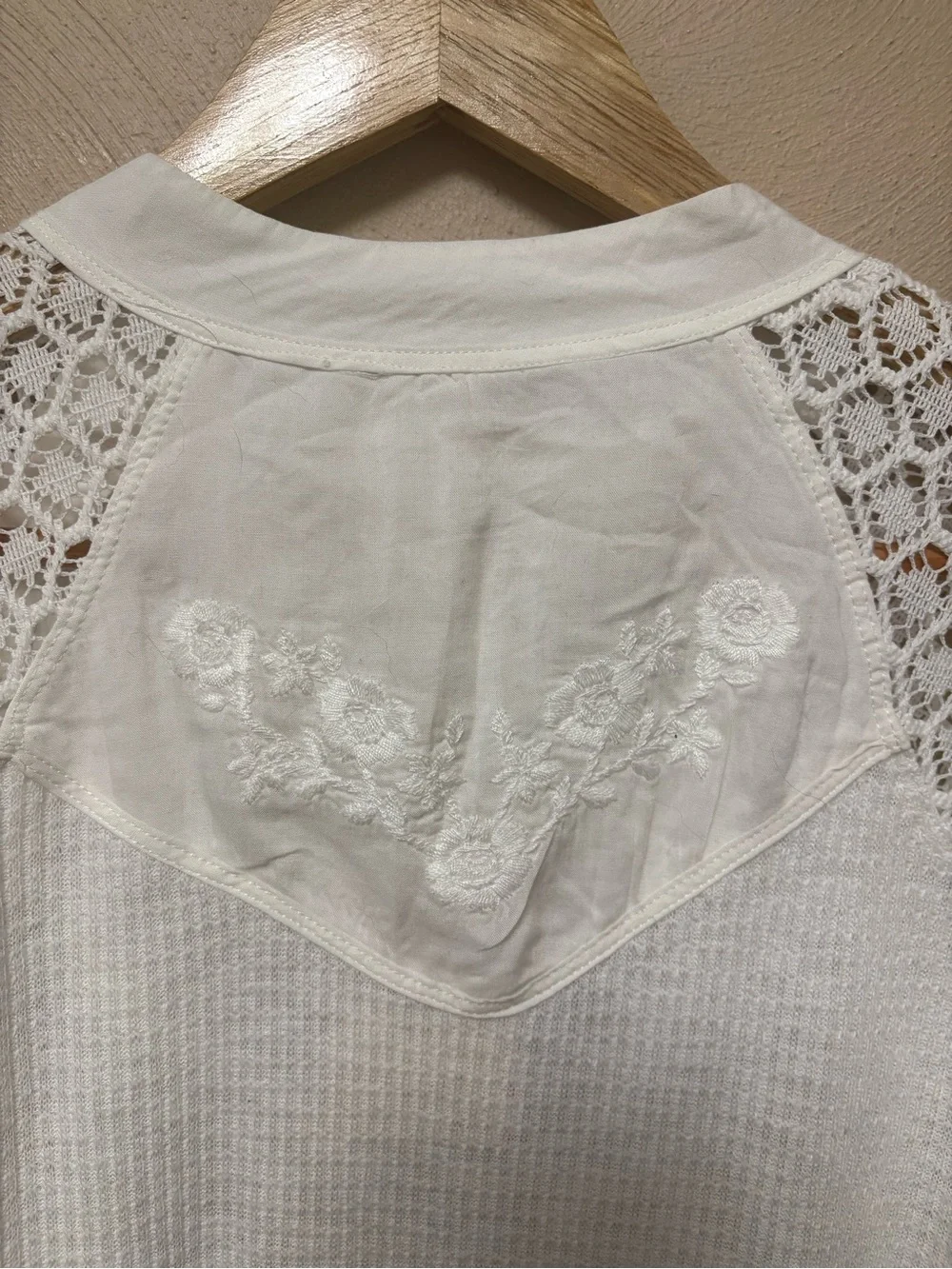 Free People Sweetest Thing Thermal Top Ivory White Size Large NWT New